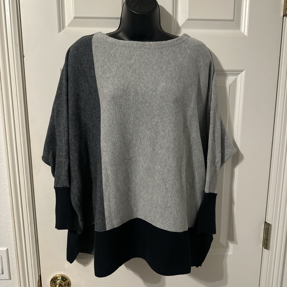 Alfani Two-Tone Gray and Black Poncho Style Sweater